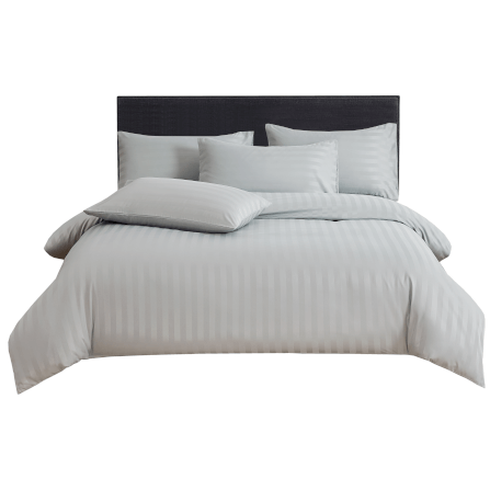 ชุดผ้าปูที่นอน 5 ฟุต 7 ชิ้น ibed ลายริ้ว Silver Gray พร้อมผ้านวมถอดซัก_0